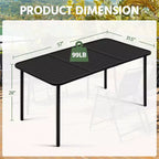 Yaheetech Tavolo da pranzo da esterno per giardino, patio, bordo piscina, prato, cortile Nero