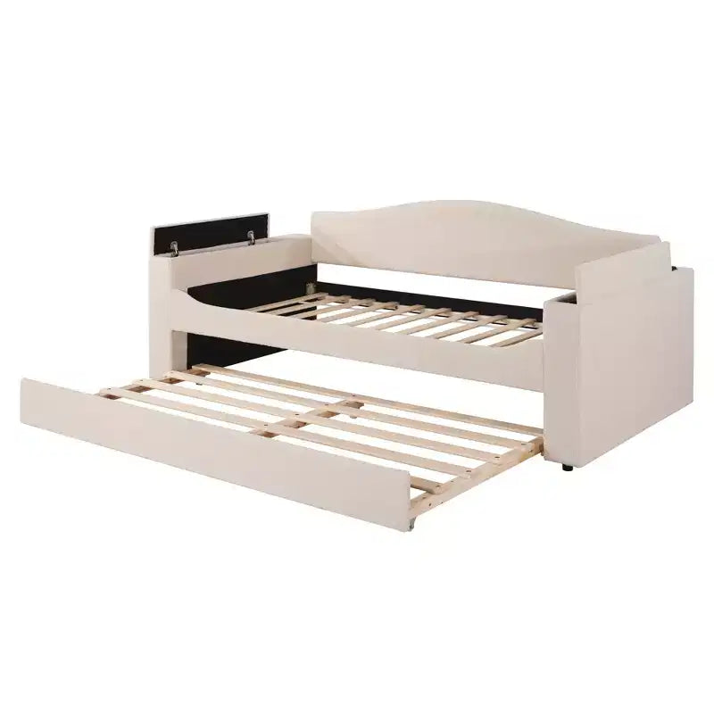 Divano letto imbottito una piazza e mezza/matrimoniale con braccioli portaoggetti, letto estraibile e sistema audio Bluetooth integrato di ultima generazione - ModernLuxe