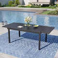 Captiva Designs 1pc Outdoor Patio Dining Spacious Rectangle Black Metal Table with Steel Frame