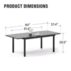 Captiva Designs Tavolo da pranzo da esterno 1 pz spazioso rettangolare in metallo nero con telaio in acciaio