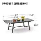 Captiva Designs Tavolo da pranzo da esterno 1 pz spazioso rettangolare in metallo nero con telaio in acciaio
