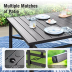Captiva Designs Tavolo da pranzo da esterno 1 pz spazioso rettangolare in metallo nero con telaio in acciaio