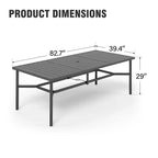 Captiva Designs Tavolo da pranzo da esterno 1 pz spazioso rettangolare in metallo nero con telaio in acciaio