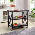 Captiva Designs 1pc Weather-Resistant Patio Double-Shelf Movable Rectangular Steel Cart Table