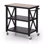 Captiva Designs Tavolo Carrello Rettangolare in Acciaio a Doppio Ripiano Movibile per Esterni, Resistente alle Intemperie, 1 pz