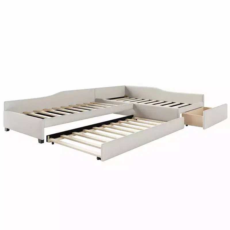 Divano letto matrimoniale Whisen imbottito con letto estraibile e cassetto