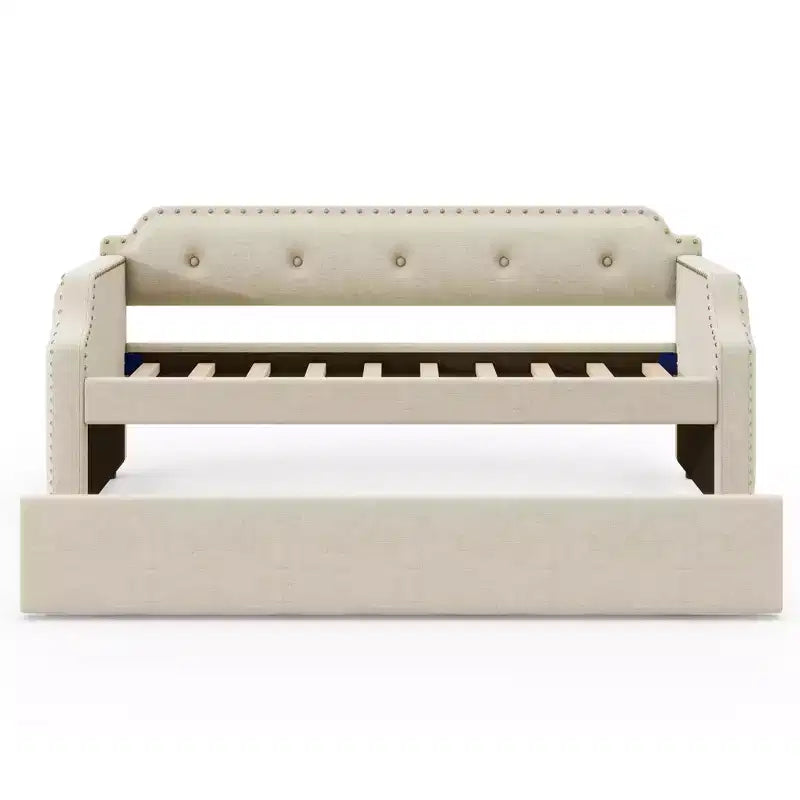 Whisen Divano Letto Imbottito Singolo con Materasso Estraibile, Supporto a Doghe in Legno, Struttura Imbottita Divano Letto