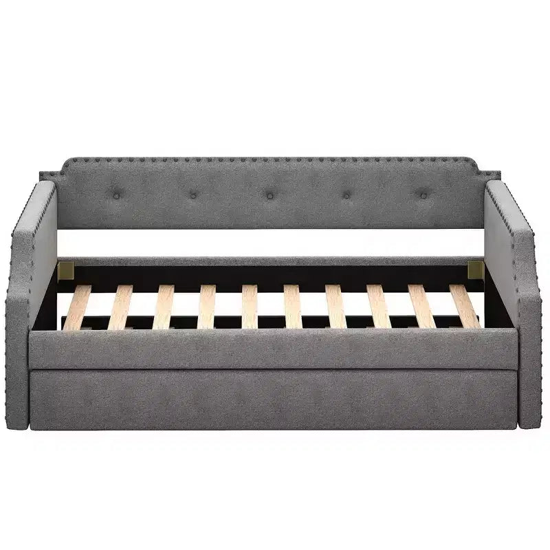 Whisen Divano Letto Imbottito Singolo con Materasso Estraibile, Supporto a Doghe in Legno, Struttura Imbottita Divano Letto