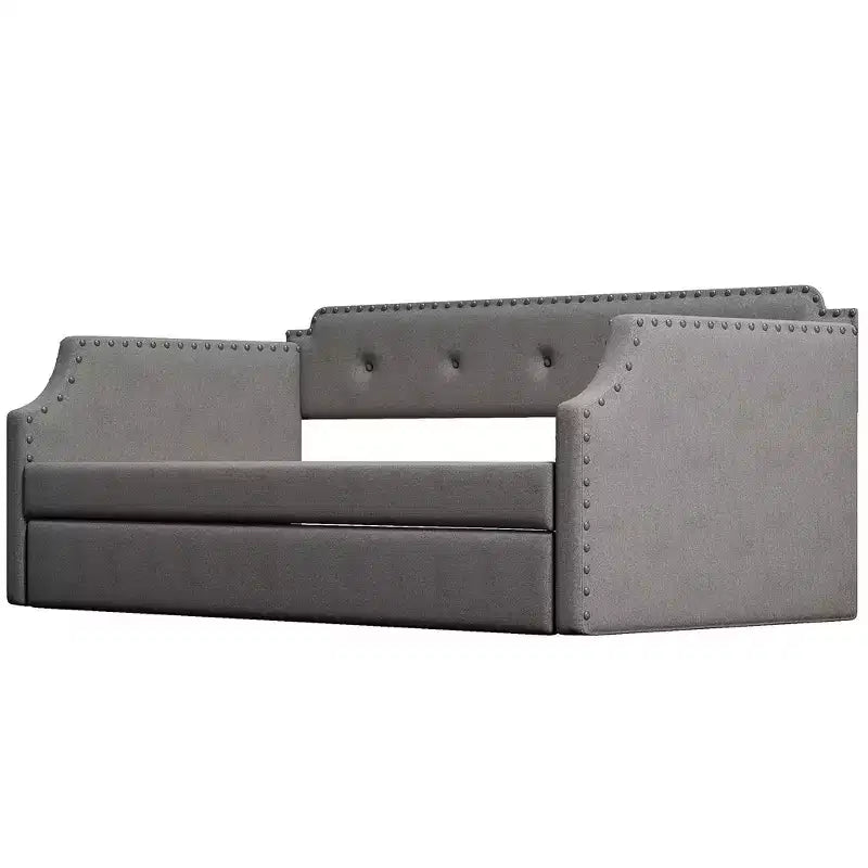 Whisen Divano Letto Imbottito Singolo con Materasso Estraibile, Supporto a Doghe in Legno, Struttura Imbottita Divano Letto