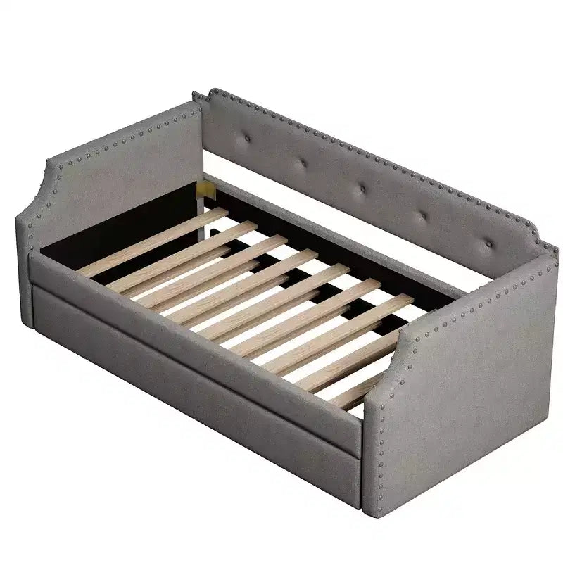 Whisen Divano Letto Imbottito Singolo con Materasso Estraibile, Supporto a Doghe in Legno, Struttura Imbottita Divano Letto