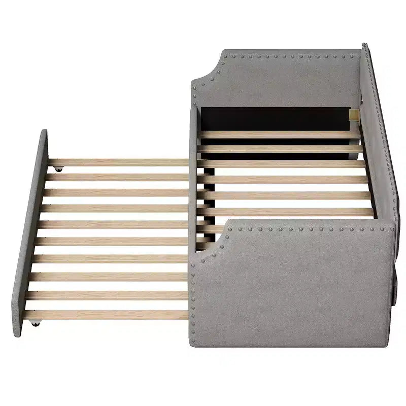 Whisen Divano Letto Imbottito Singolo con Materasso Estraibile, Supporto a Doghe in Legno, Struttura Imbottita Divano Letto