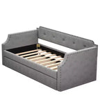 Whisen Divano Letto Imbottito Singolo con Materasso Estraibile, Supporto a Doghe in Legno, Struttura Imbottita Divano Letto