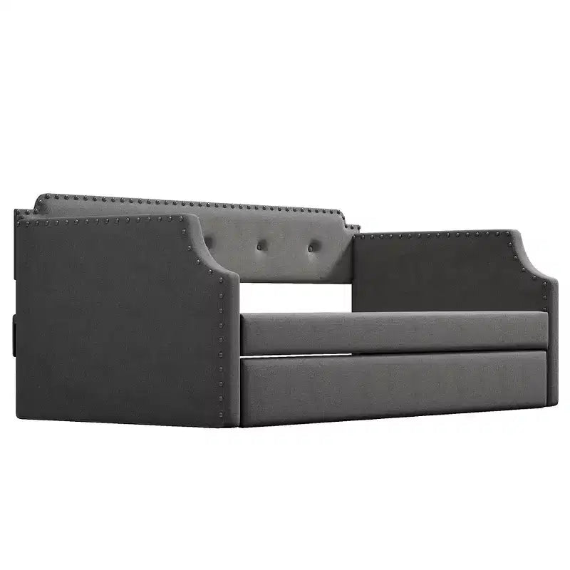 Whisen Divano Letto Imbottito Singolo con Materasso Estraibile, Supporto a Doghe in Legno, Struttura Imbottita Divano Letto