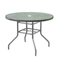Garden Elements Sienna Round Patio Dining Table, Steel Frame with Glass Top, Gray, 40