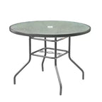 Garden Elements Sienna Round Patio Dining Table, Steel Frame with Glass Top, Gray, 40