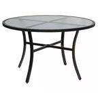 Garden Elements Bellevue Outdoor Patio Dining Table, Round Aluminum Base and Rim with Tempered Glass Top, Dark Taupe 40