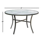 Tavolo da pranzo da esterno Bellevue di Garden Elements, base e bordo rotondi in alluminio con piano in vetro temperato, tortora scuro 40