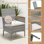 Set da Pranzo da Esterno Costway 9 Pezzi per 8 Persone, Tavolo e Sedie in Rattan PE con 2 Fori per Ombrellone Blu Marino/Bianco