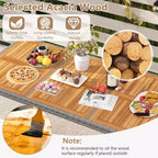 Set da Pranzo da Esterno Costway 9 Pezzi per 8 Persone, Tavolo e Sedie in Rattan PE con 2 Fori per Ombrellone Blu Marino/Bianco
