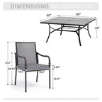 Set da pranzo da esterno Captiva Designs 9 pezzi con ampio tavolo quadrato in metallo con piano a doghe e sedie con struttura in acciaio