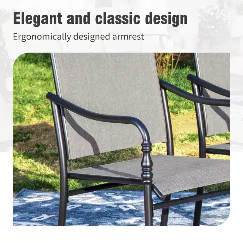 Set da pranzo da esterno Captiva Designs 9 pezzi con ampio tavolo quadrato in metallo con piano a doghe e sedie con struttura in acciaio