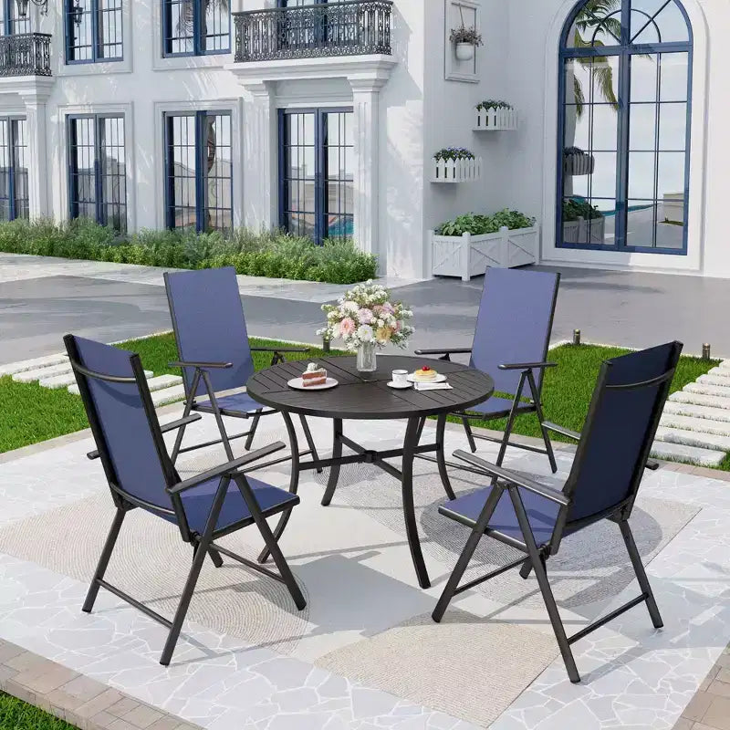 Sedie in acciaio con schienale floreale per esterni Captiva Designs, con spessa imbottitura per seduta e schienale