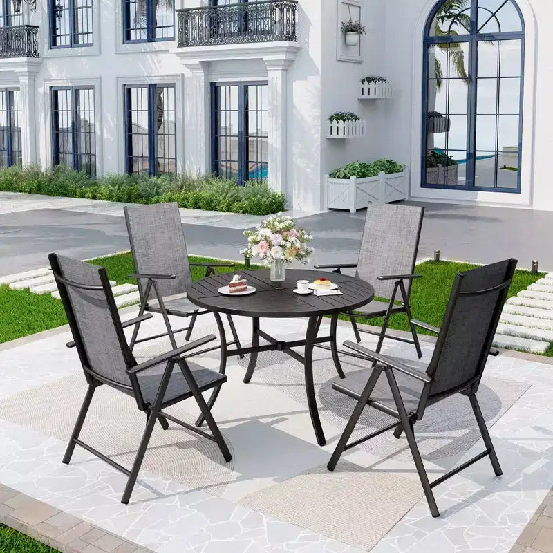 Sedie in acciaio con schienale floreale per esterni Captiva Designs, con spessa imbottitura per seduta e schienale