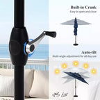 Captiva Designs Set da pranzo da 6 pezzi per esterni con tavolo quadrato in acciaio, sedie impilabili in metallo e ombrellone a mercato