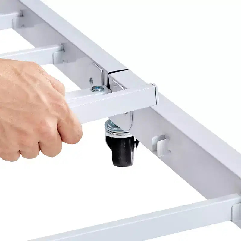 VECELO Struttura per Letto Estraibile Singolo/Rotelle/Supporto a Doghe in Metallo Migliorato e Rinforzato con Rotelle Bloccabili, Nero/Bianco