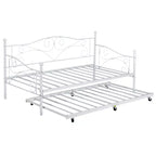 VECELO Struttura per Letto Estraibile Singolo/Rotelle/Supporto a Doghe in Metallo Migliorato e Rinforzato con Rotelle Bloccabili, Nero/Bianco