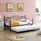 VECELO Struttura per Letto Estraibile Singolo/Rotelle/Supporto a Doghe in Metallo Migliorato e Rinforzato con Rotelle Bloccabili, Nero/Bianco