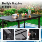 Captiva Designs Set da 9 Pezzi da Giardino Tavolo Rettangolare Estensibile in Acciaio & Sedie Fisse in Rattan e Metallo & Poltrone Girevoli