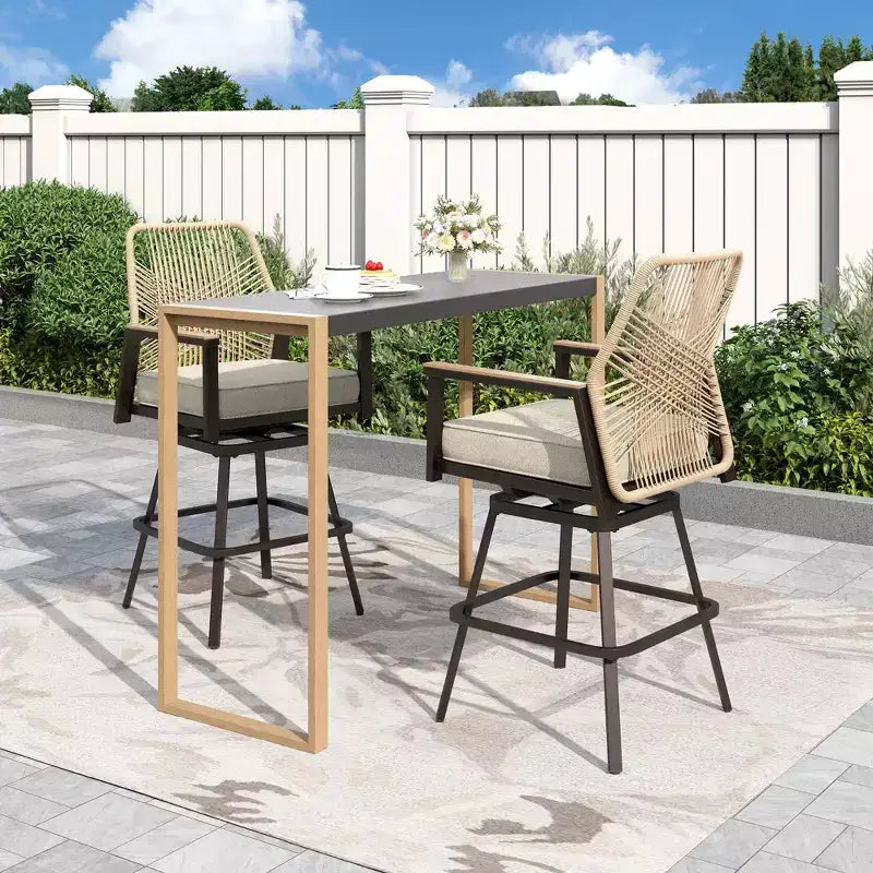Captiva Designs Tavolo alto da bar rettangolare per esterni in acciaio con struttura in acciaio, 1 pz.