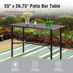 Captiva Designs Tavolo alto da bar rettangolare per esterni in acciaio con struttura in acciaio, 1 pz.