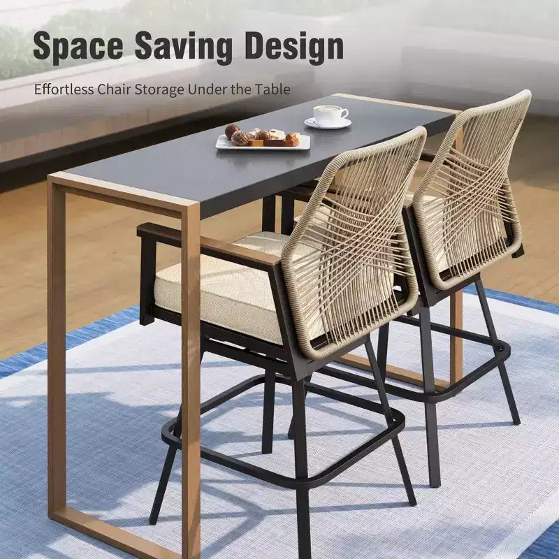 Captiva Designs Tavolo alto da bar rettangolare per esterni in acciaio con struttura in acciaio, 1 pz.