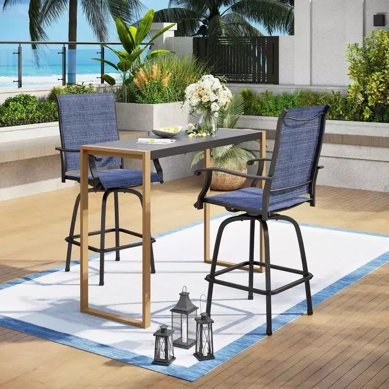 Captiva Designs Tavolo alto da bar rettangolare per esterni in acciaio con struttura in acciaio, 1 pz.