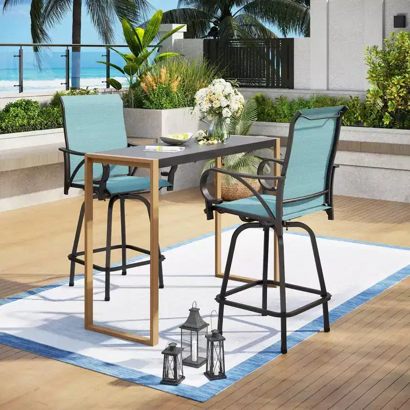 Captiva Designs Tavolo alto da bar rettangolare per esterni in acciaio con struttura in acciaio, 1 pz.