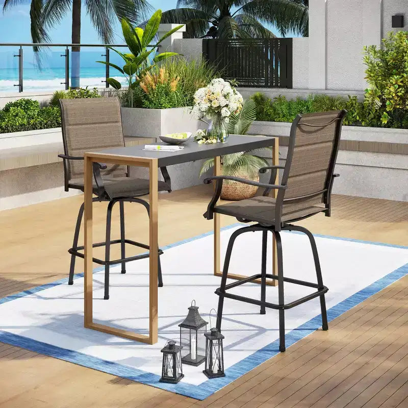 Captiva Designs Tavolo alto da bar rettangolare per esterni in acciaio con struttura in acciaio, 1 pz.
