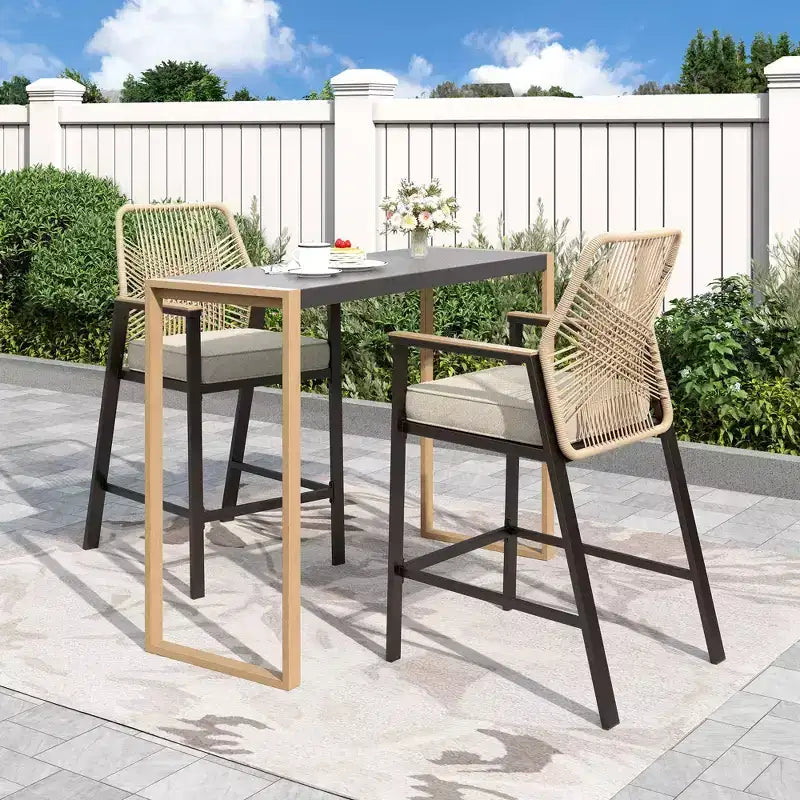 Captiva Designs Tavolo alto da bar rettangolare per esterni in acciaio con struttura in acciaio, 1 pz.