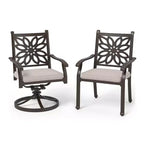 Captiva Designs Set da Pranzo da Esterno 7 Pezzi in Alluminio Pressofuso con Tavolo Rettangolare e Sedie con Schienale a Fiori