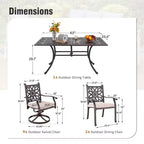 Captiva Designs Set da Pranzo da Esterno 7 Pezzi in Alluminio Pressofuso con Tavolo Rettangolare e Sedie con Schienale a Fiori