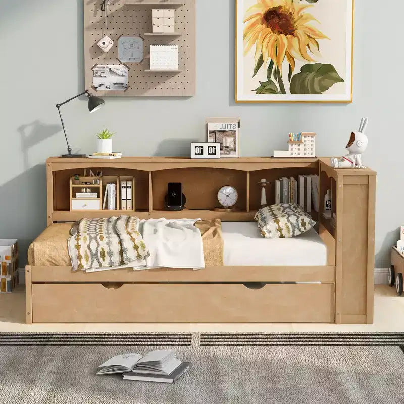 Divano letto matrimoniale Whisen Morden Design con letto estraibile, armadietti e porte USB