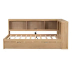 Divano letto matrimoniale Whisen Morden Design con letto estraibile, armadietti e porte USB