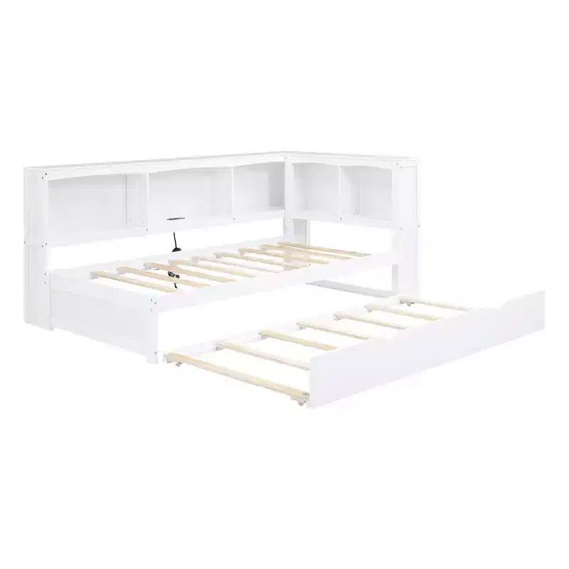 Divano letto matrimoniale Whisen Morden Design con letto estraibile, armadietti e porte USB