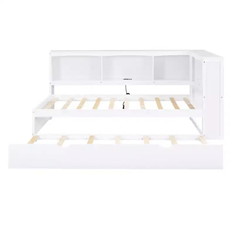 Divano letto matrimoniale Whisen Morden Design con letto estraibile, armadietti e porte USB