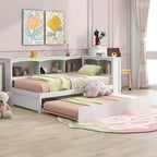 Whisen Morden Design Twin Size Daybed with Trundle, Storage Cabinets and USB Ports