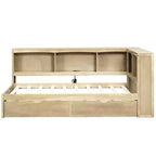 Letto a giorno Whisen Twin Size con due cassetti portaoggetti, armadietti e porte USB