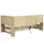 Letto a giorno Whisen Twin Size con due cassetti portaoggetti, armadietti e porte USB