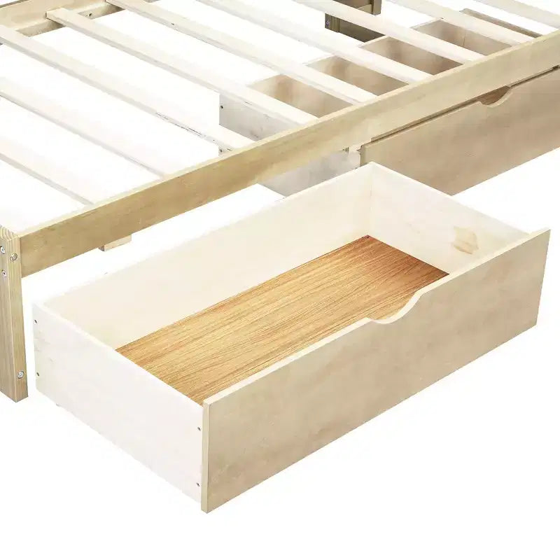 Letto a giorno Whisen Twin Size con due cassetti portaoggetti, armadietti e porte USB