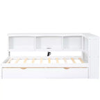Letto a giorno Whisen Twin Size con due cassetti portaoggetti, armadietti e porte USB
